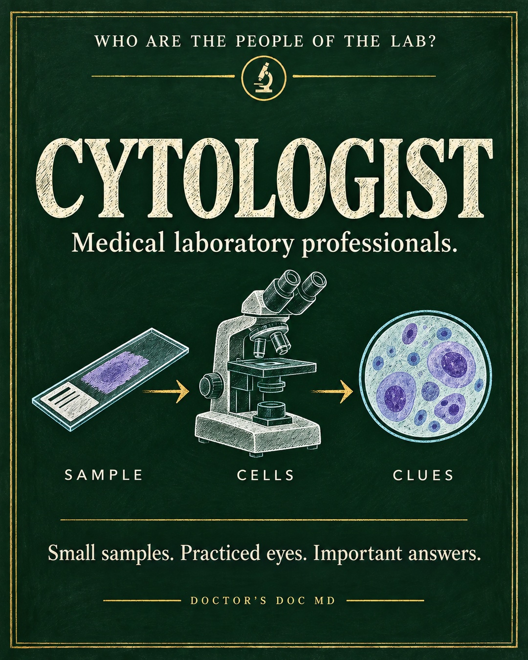 Cytologist: sample, cells, clues